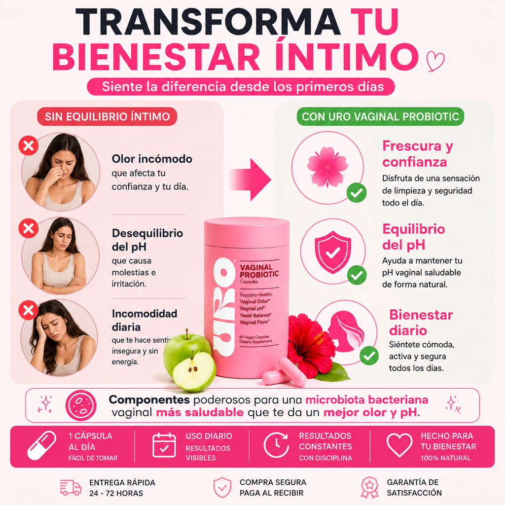 🌸 URO Vaginal Probiotic 💖 Equilibrio Íntimo, Frescura y Confianza Todos los Días 🍏✨